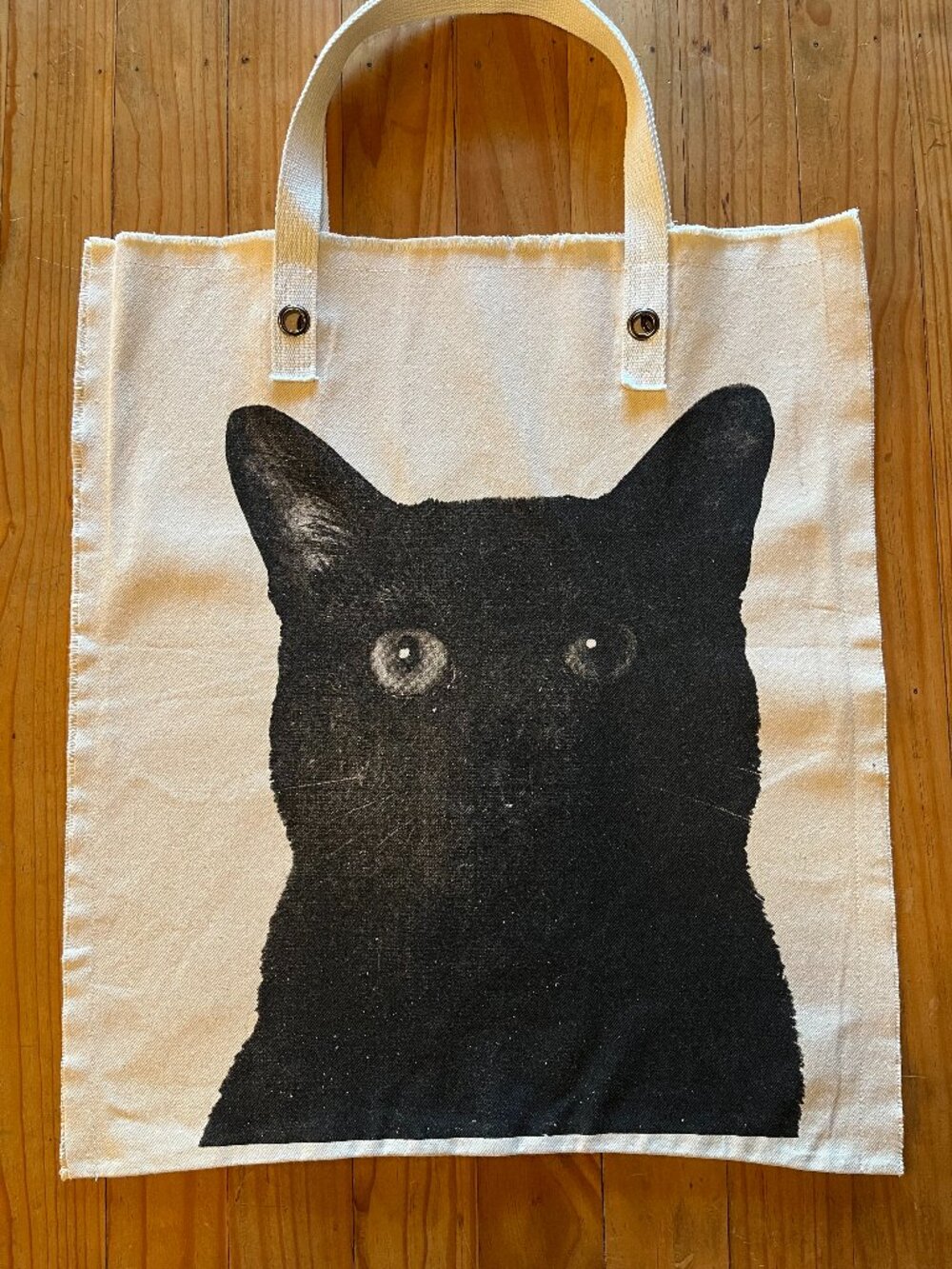 XL Canvas Black Cat Print Tote Bag